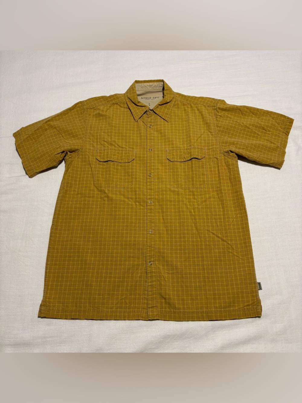 Men’s Aigle Int. Short Sleeve Button Down Shirt | Deep Mustard | Size Large